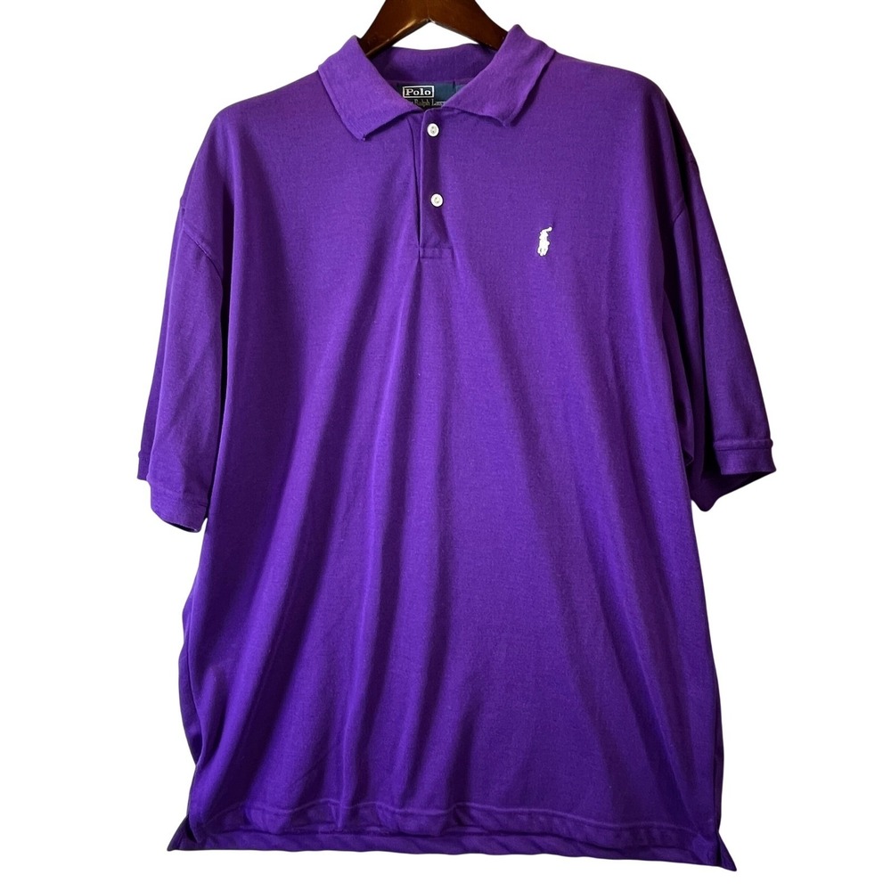 Polo Ralph Lauren Mesh Polo Shirt 4XL Purple White Pony Short Sleeve Big Tall